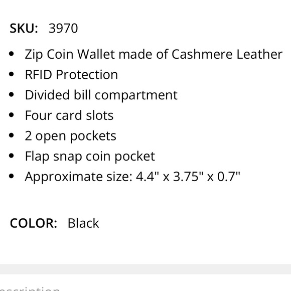 Osgoode Marley Zippered Bifold Wallet. Black Cashmere Leather. EUC. - Picture 2 of 16